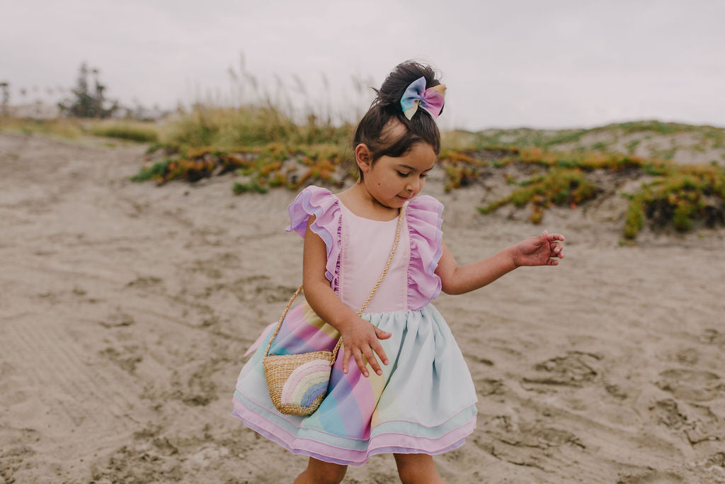 Kids Rainbow Earthtone tote - Leatherette strap