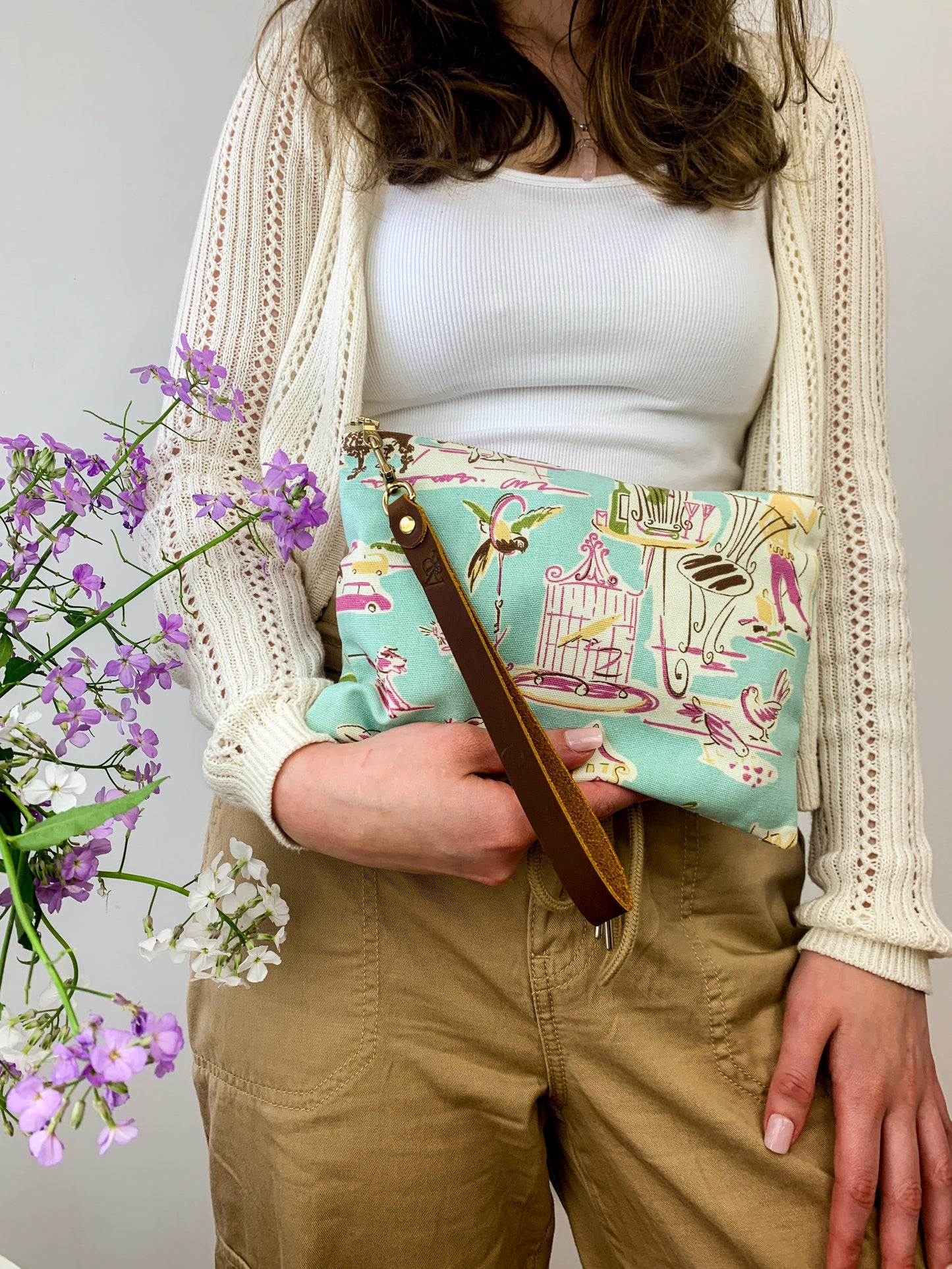 Summertime in Paris Wristlet Aqua