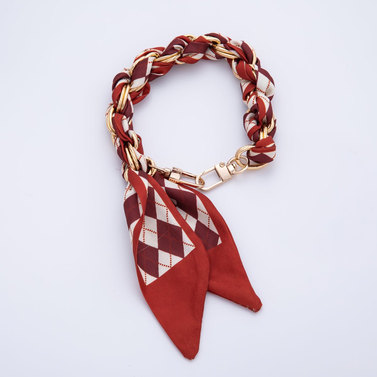18K Gold Filled Silk Textile Knot Bag Charm Bracelet Keychain Accessories | WB-00156 - WB-00169