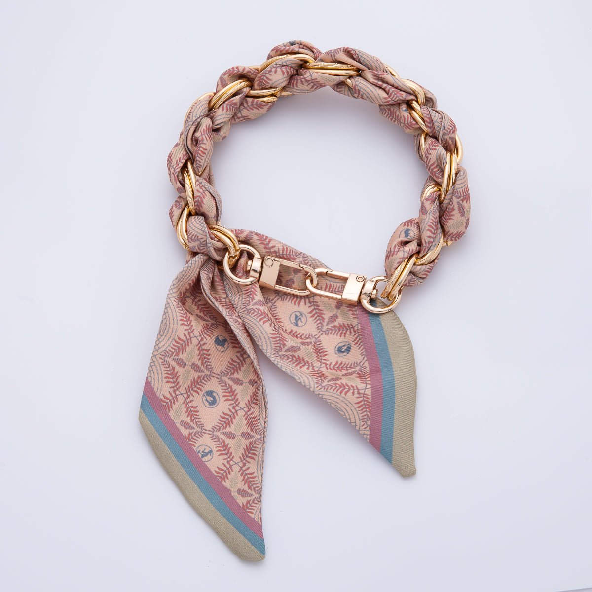 18K Gold Filled Silk Textile Knot Bag Charm Bracelet Keychain Accessories | WB-00156 - WB-00169