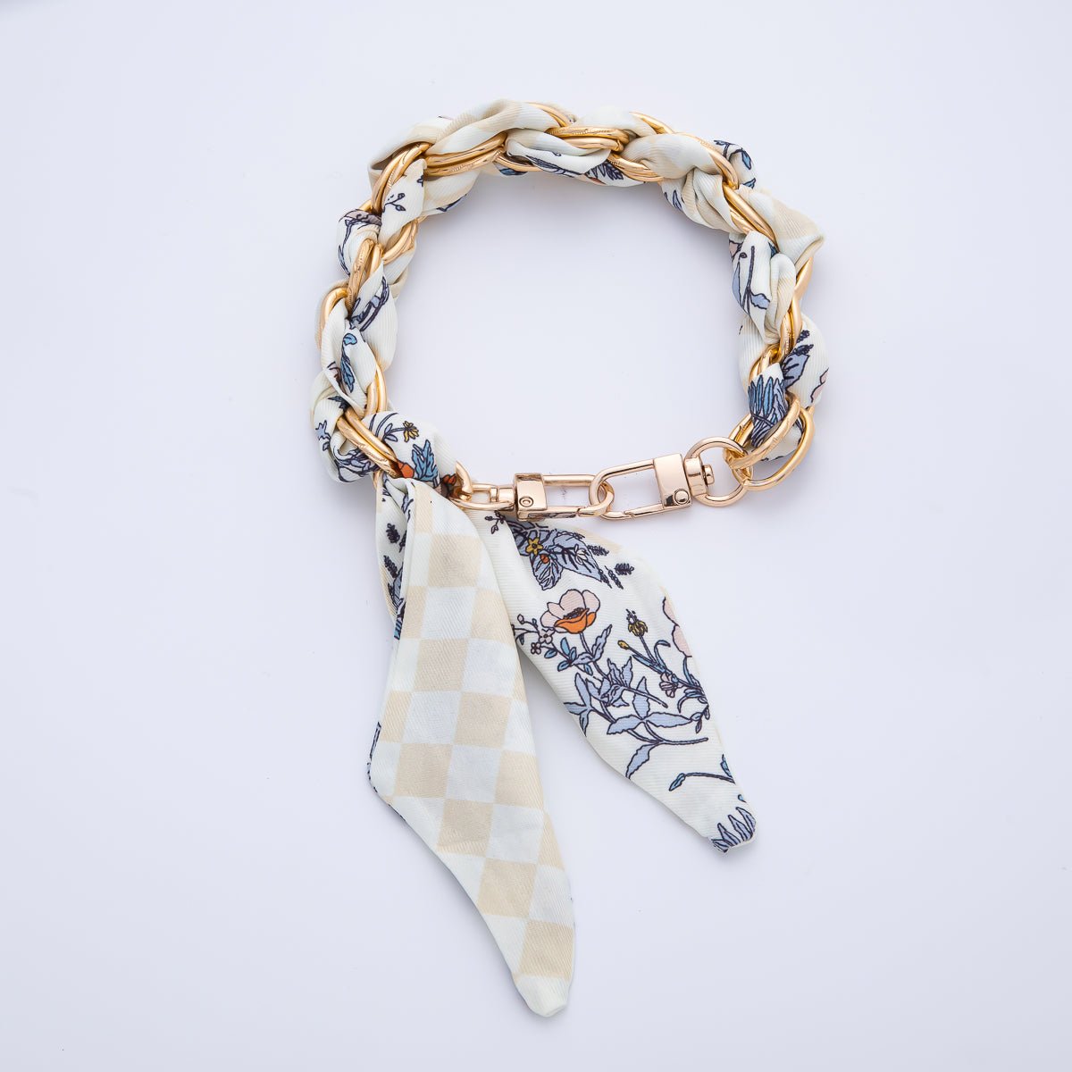 18K Gold Filled Silk Textile Knot Bag Charm Bracelet Keychain Accessories | WB-00156 - WB-00169