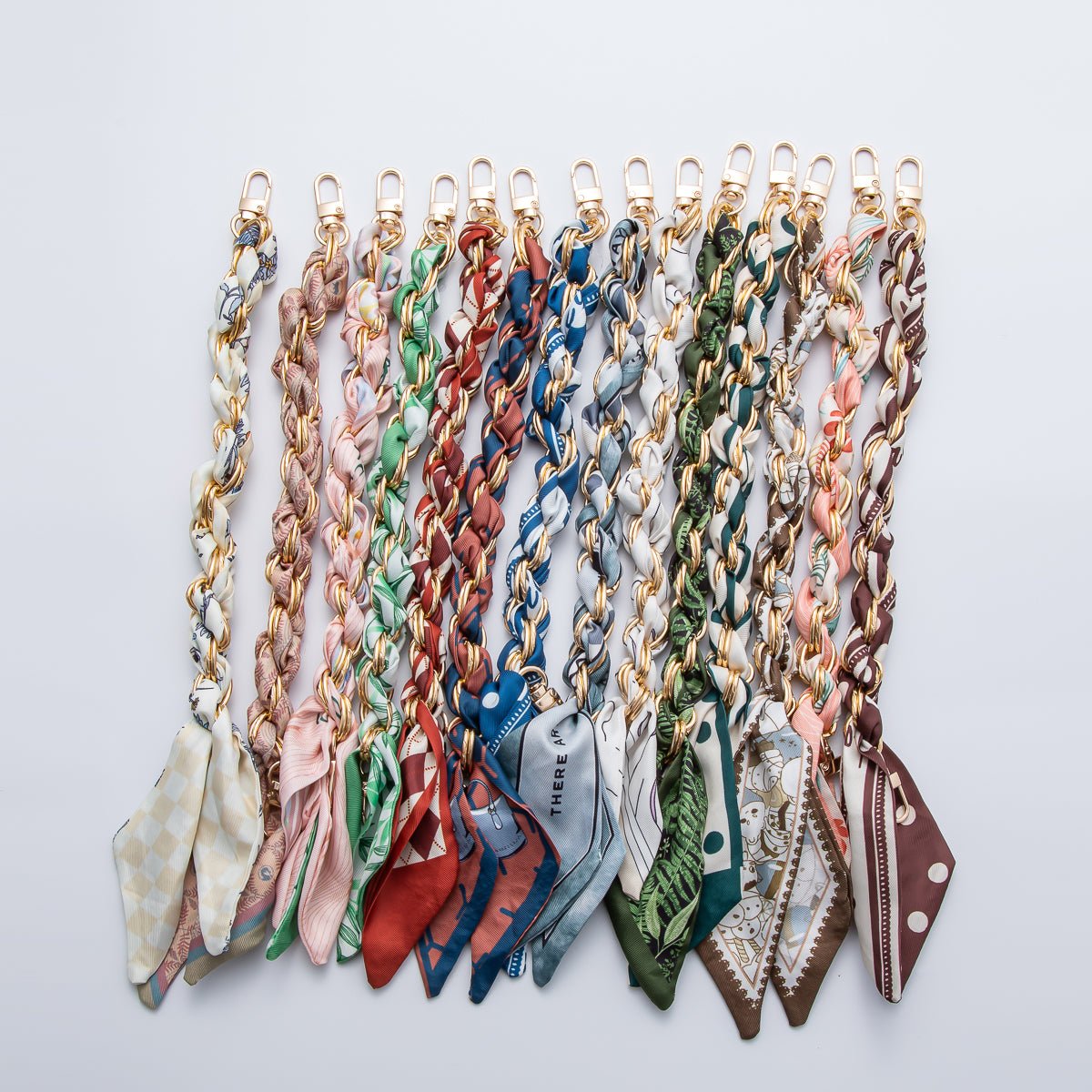 18K Gold Filled Silk Textile Knot Bag Charm Bracelet Keychain Accessories | WB-00156 - WB-00169