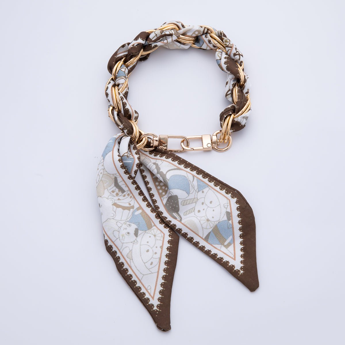 18K Gold Filled Silk Textile Knot Bag Charm Bracelet Keychain Accessories | WB-00156 - WB-00169