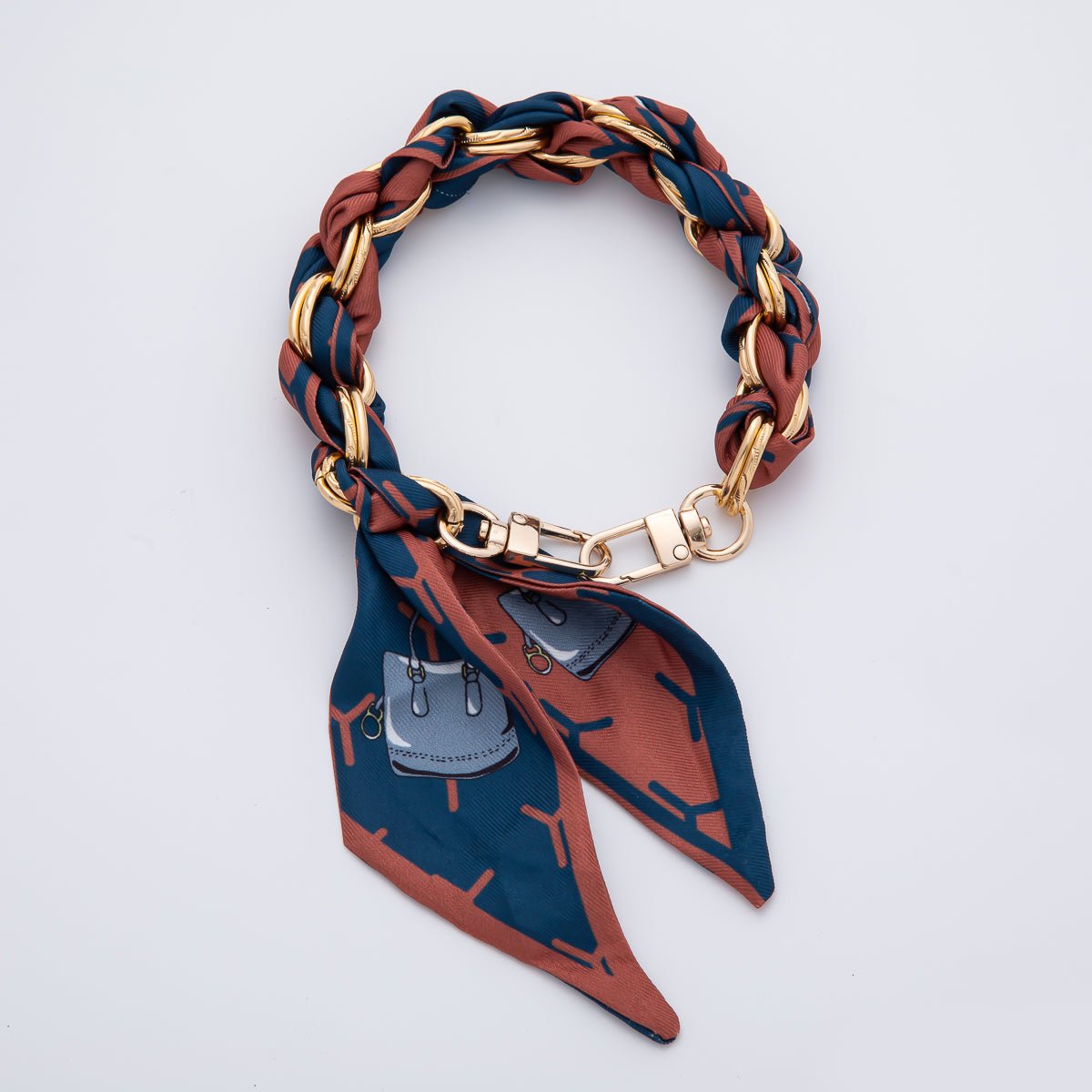 18K Gold Filled Silk Textile Knot Bag Charm Bracelet Keychain Accessories | WB-00156 - WB-00169