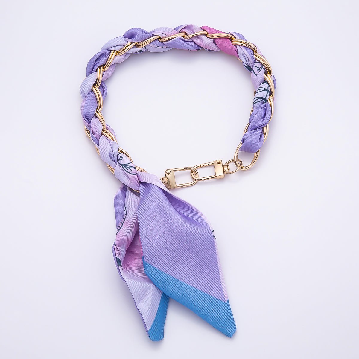 18K Gold Filled Silk Textile Knot Bag Charm Bracelet Keychain Accessories | WB-00156 - WB-00169