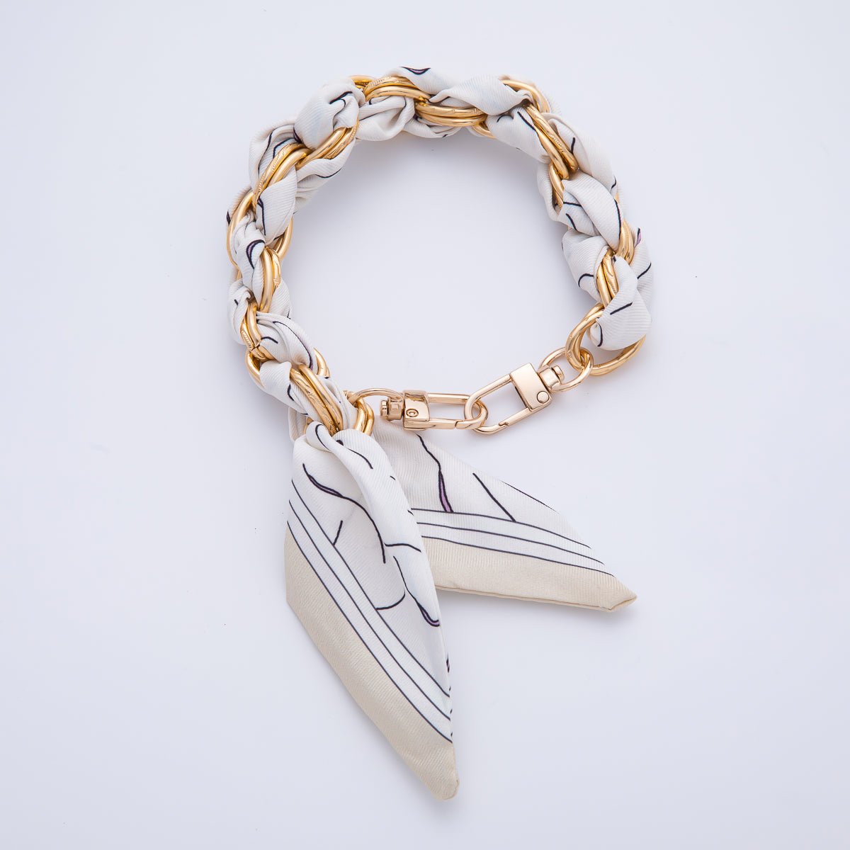 18K Gold Filled Silk Textile Knot Bag Charm Bracelet Keychain Accessories | WB-00156 - WB-00169