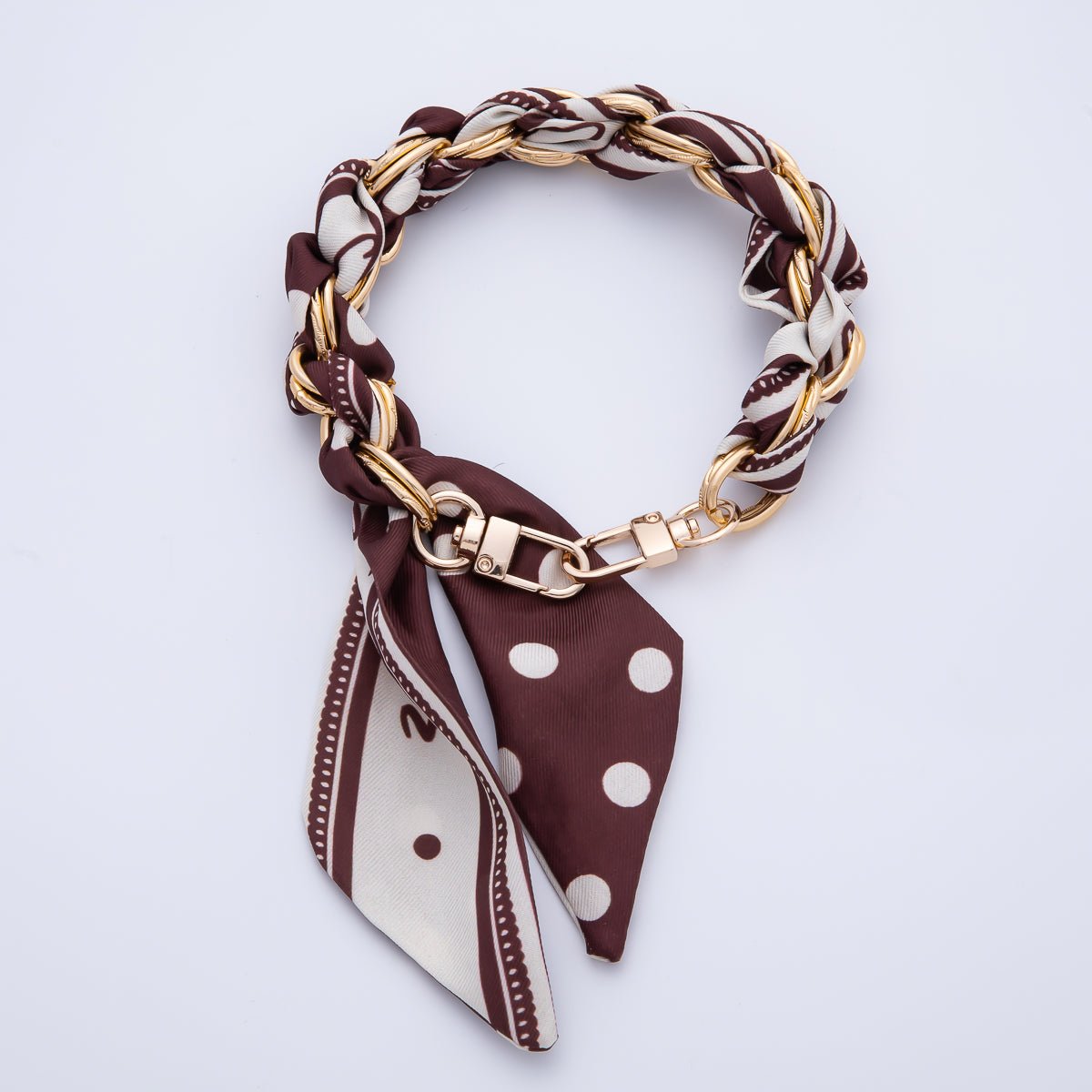 18K Gold Filled Silk Textile Knot Bag Charm Bracelet Keychain Accessories | WB-00156 - WB-00169