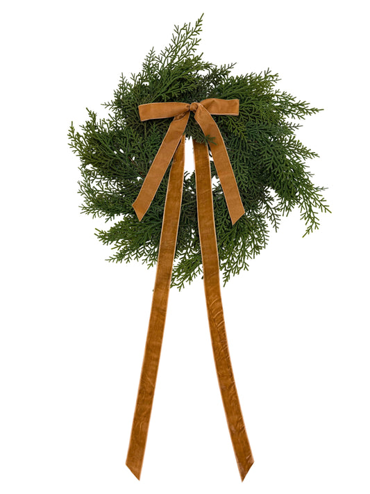 Neutral Mini Cedar Cabinet Wreaths with Ribbon