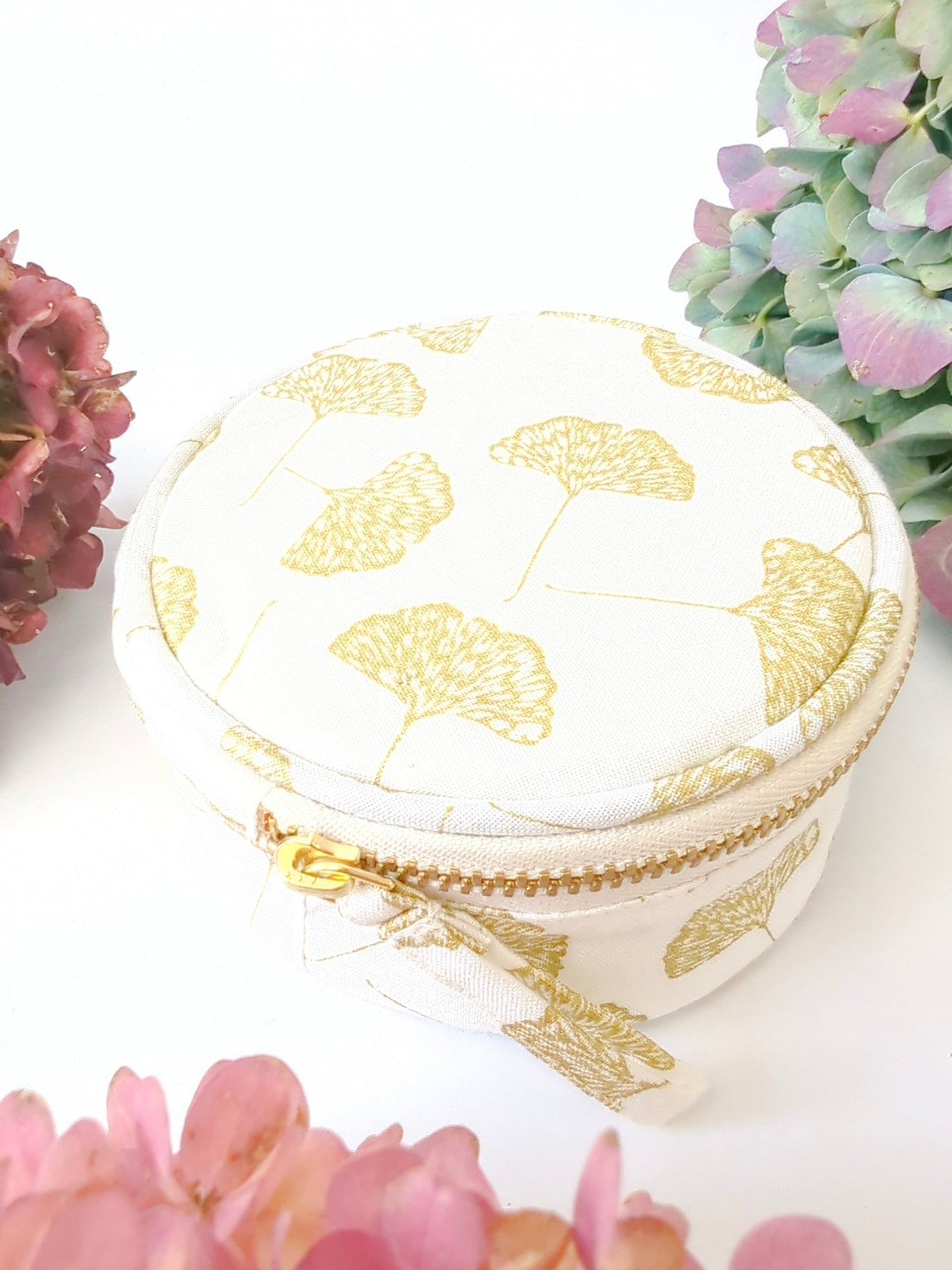 Gold Ginkgo Jewelry Pouch
