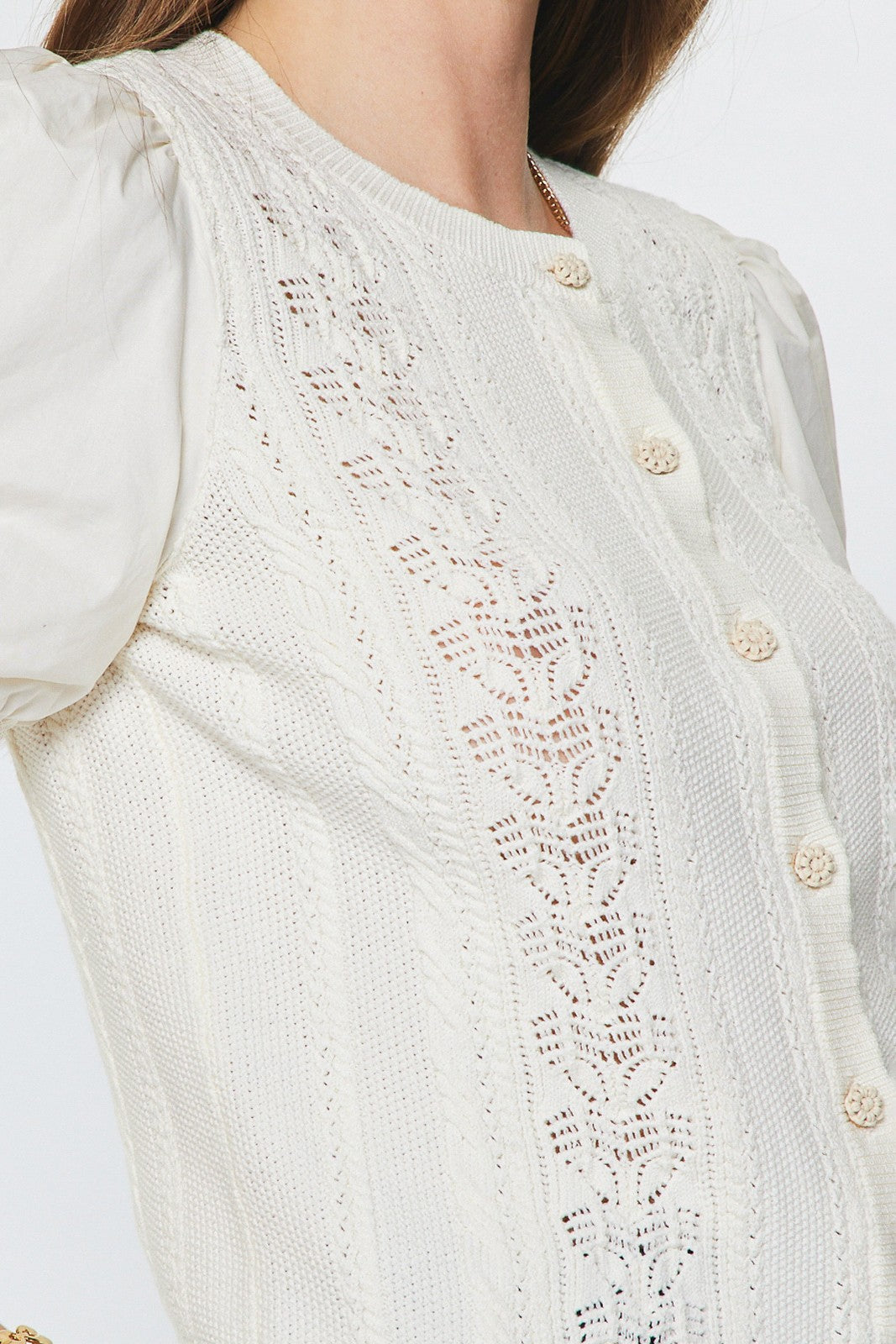 Angie Knit Puff Sleeve Cardigan