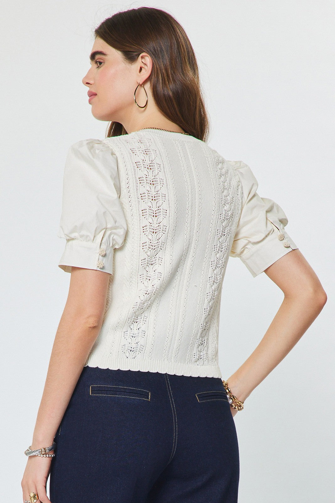 Angie Knit Puff Sleeve Cardigan