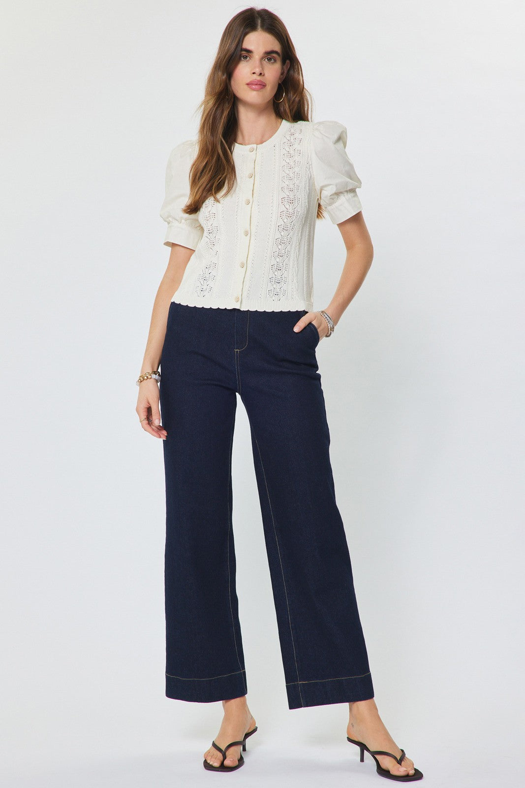 Angie Knit Puff Sleeve Cardigan