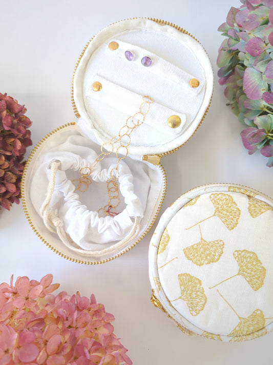Gold Ginkgo Jewelry Pouch