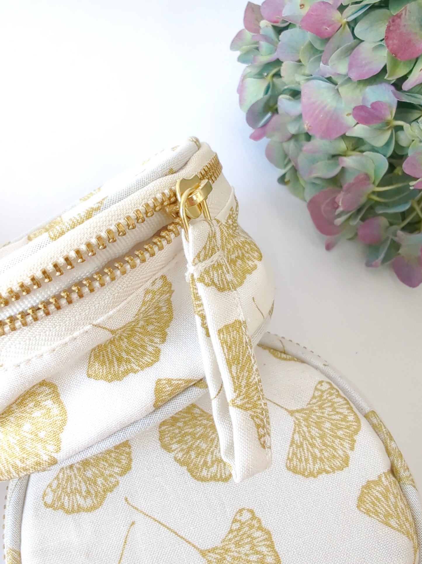 Gold Ginkgo Jewelry Pouch