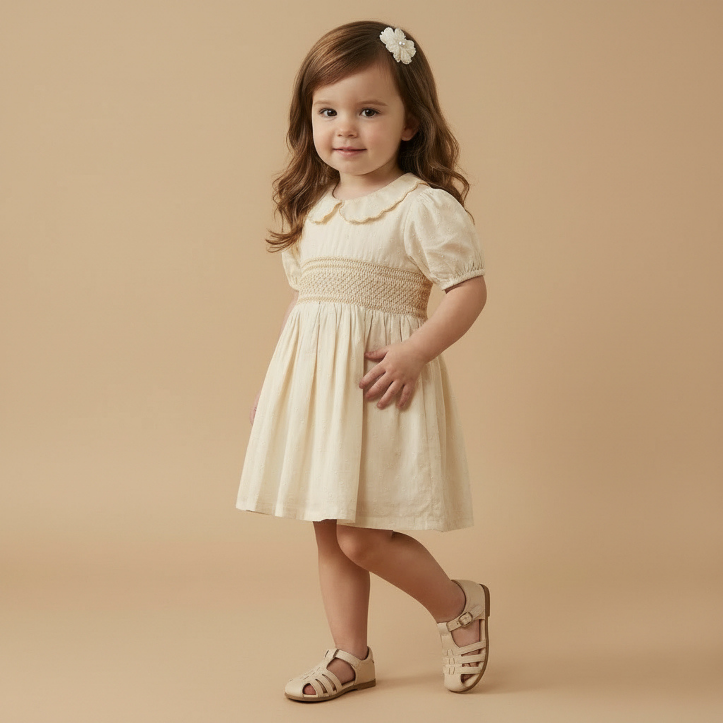Organic Smocked Collar Dress - Butter Yellow