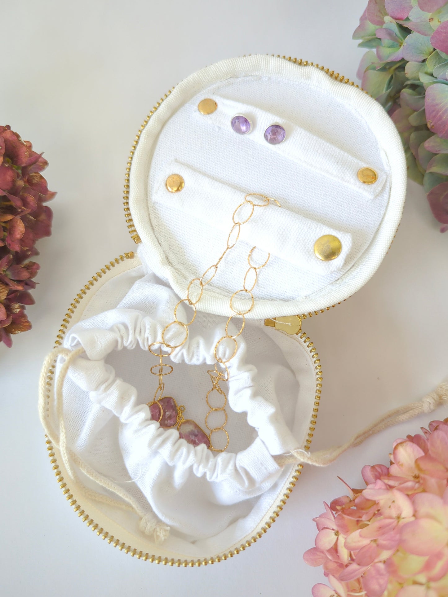 Gold Ginkgo Jewelry Pouch