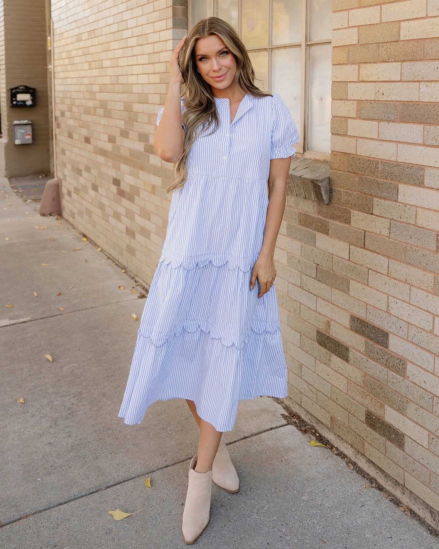 Kaeli Scallop Tiered Dress