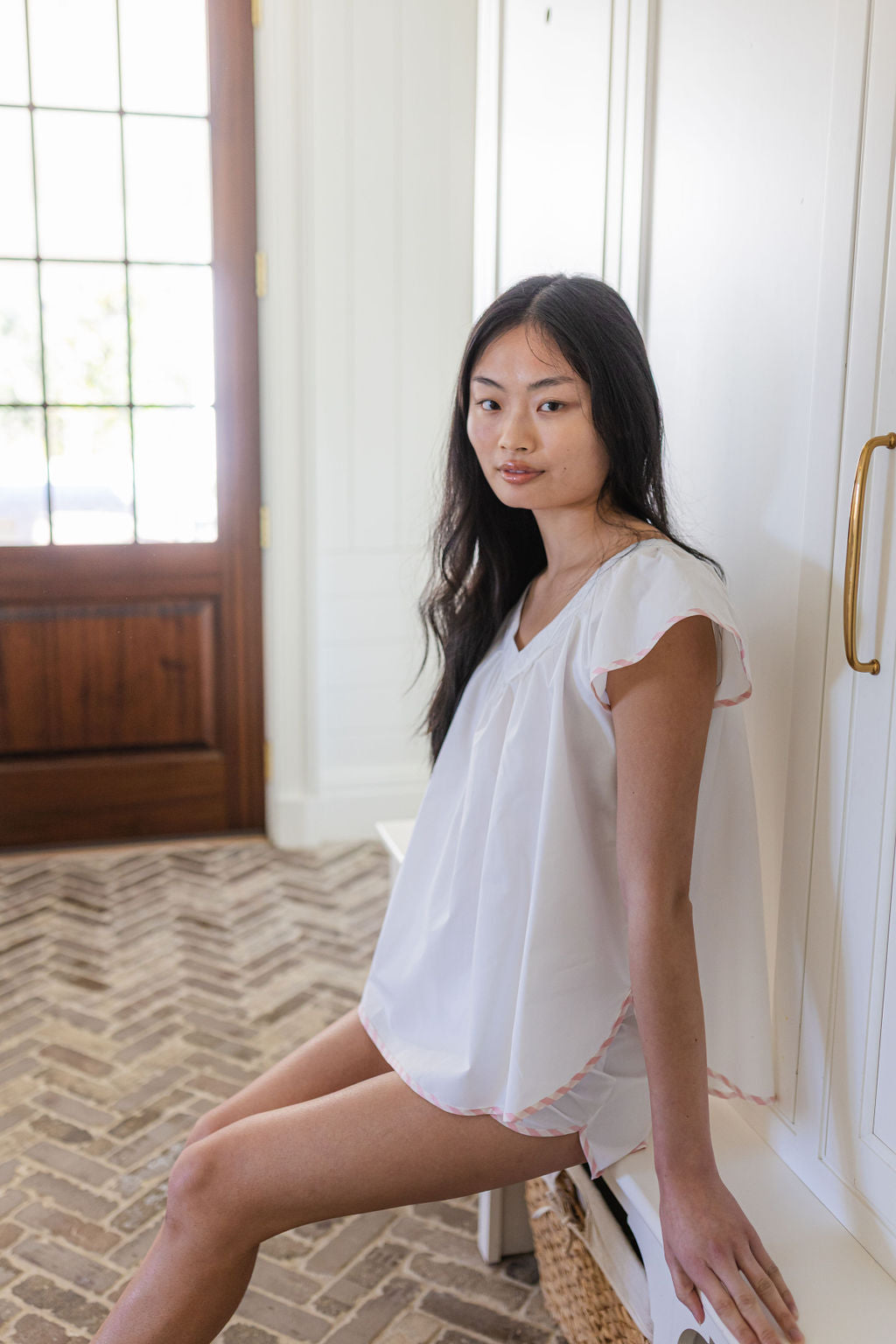 VANDY SCALLOPED COTTON SHORT PAJAMAS