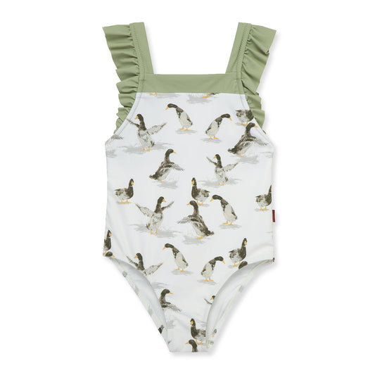 Duck Ruffle Square Neck Swimsuit
