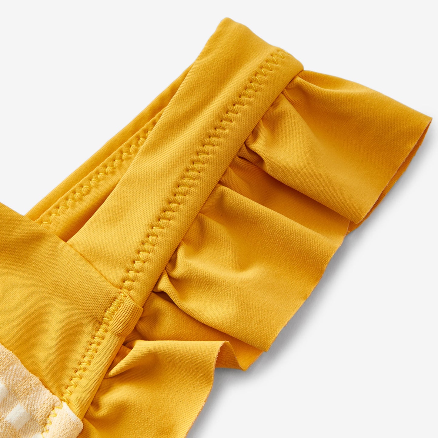 Yellow Gingham Ruffle Square Neck Swimsuit