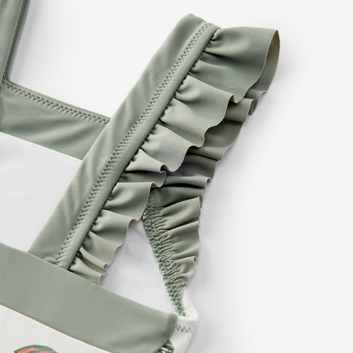 Mint Lobster Ruffle Square Neck Swimsuit