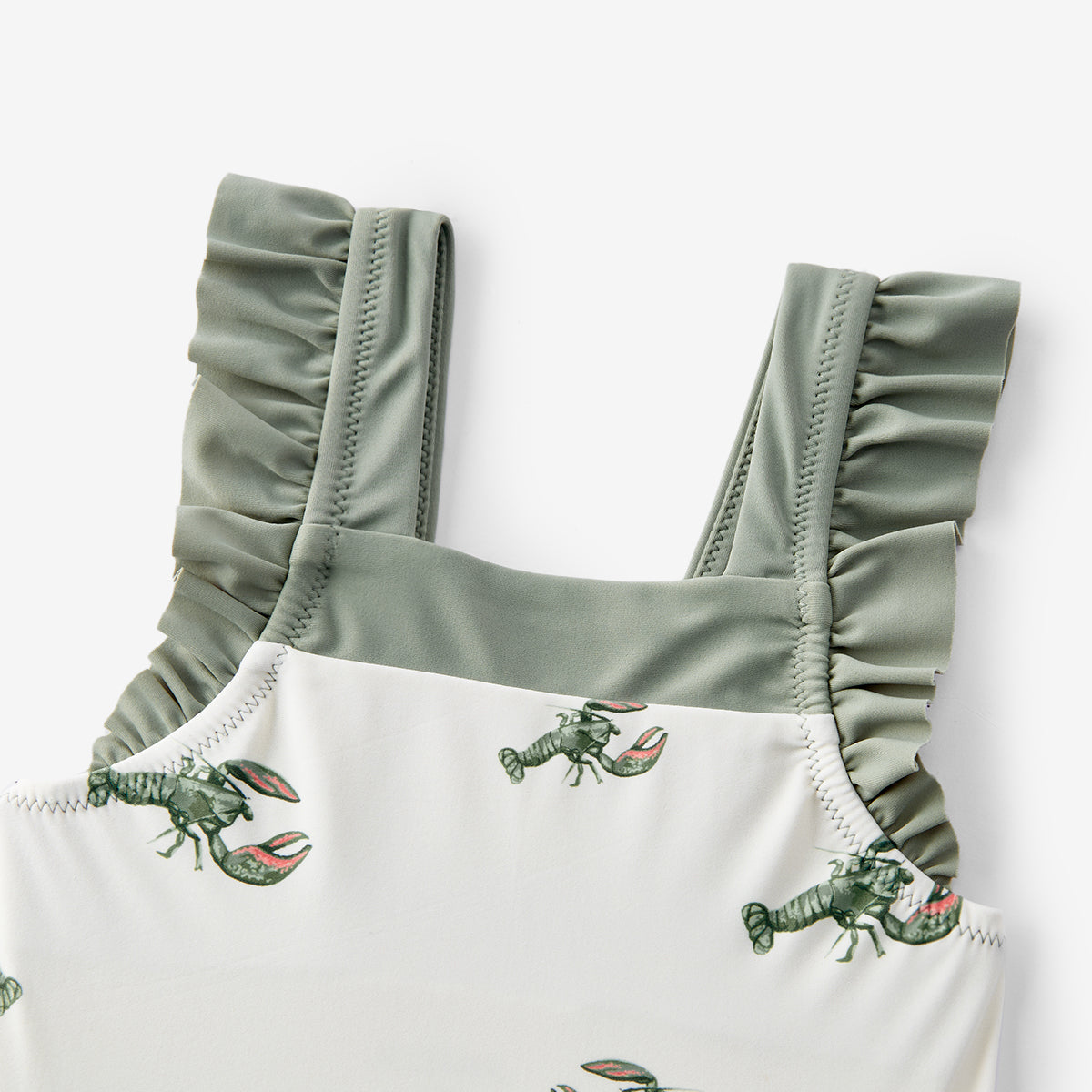 Mint Lobster Ruffle Square Neck Swimsuit