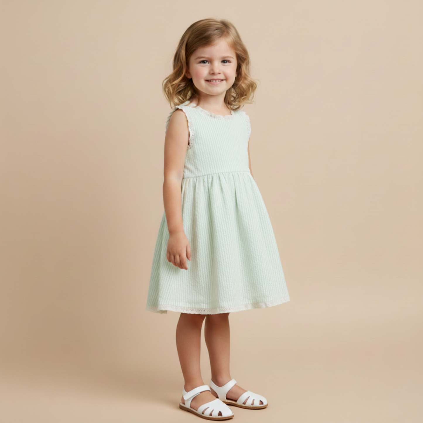 Organic Cross Back Dress - Basil Stripes