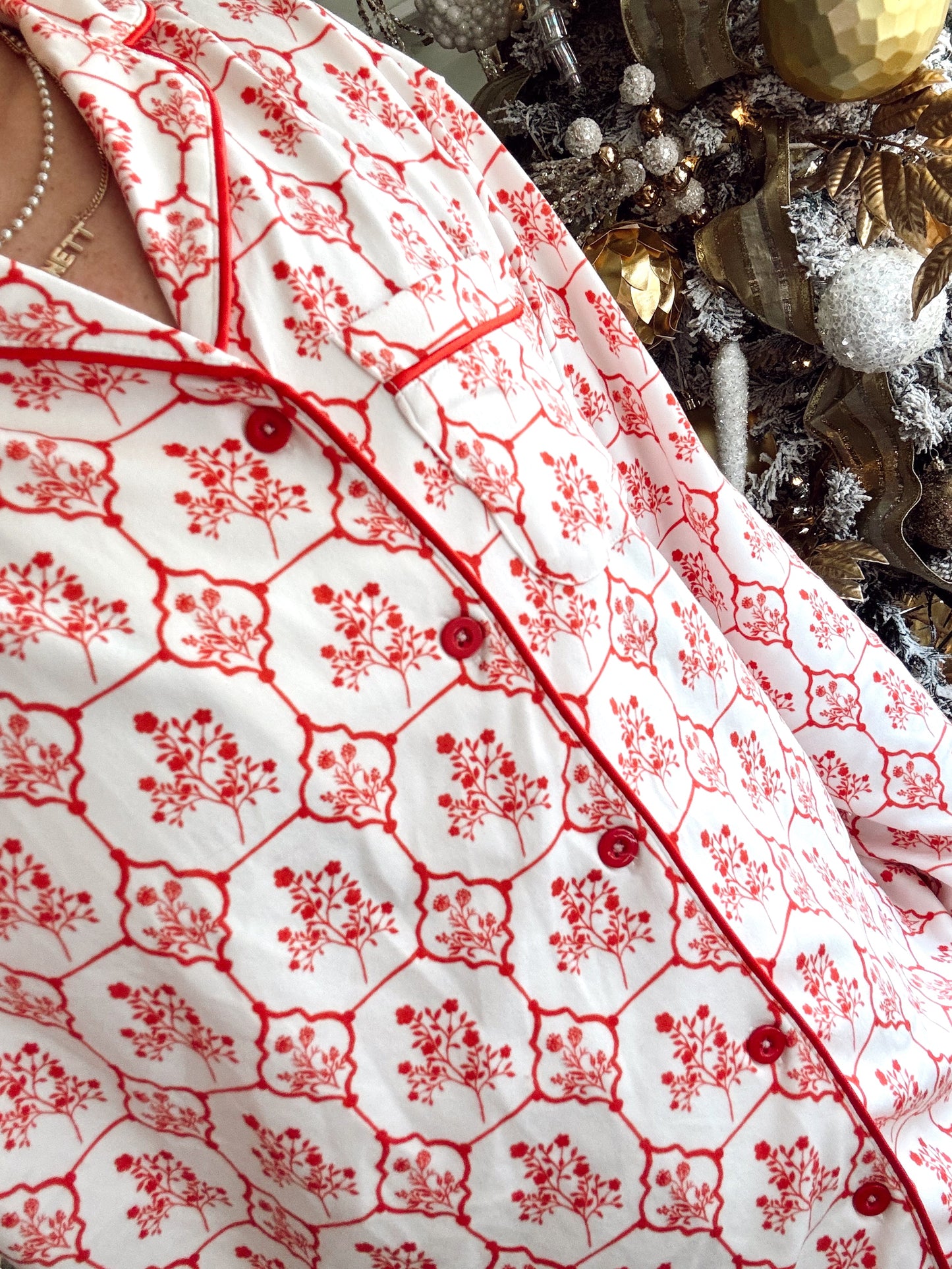 Red Toile Pajama Set