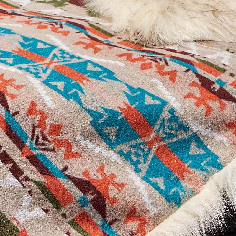 Turquoise Rain Dance Faux Fur Blanket