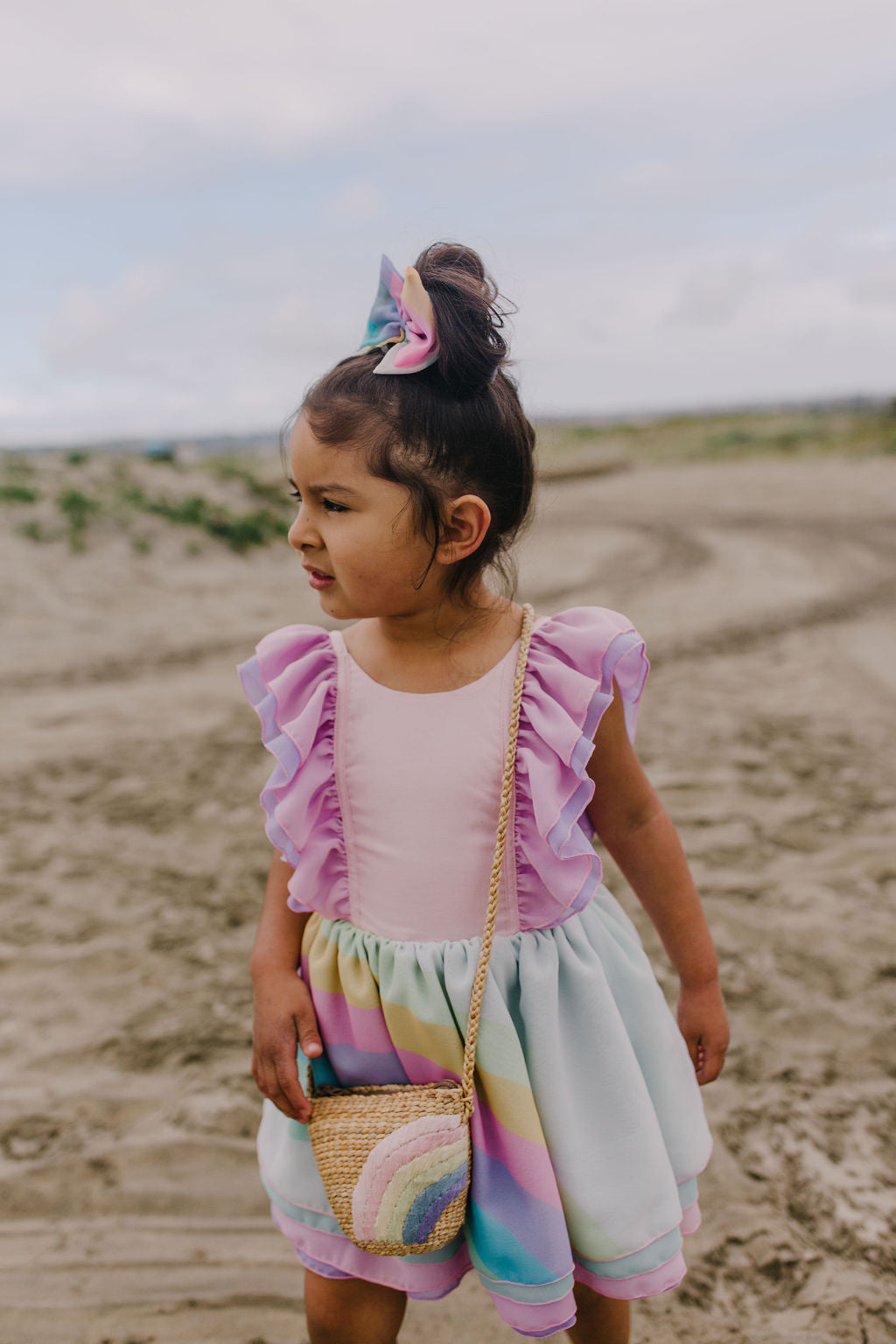 Kids Rainbow Earthtone tote - Leatherette strap