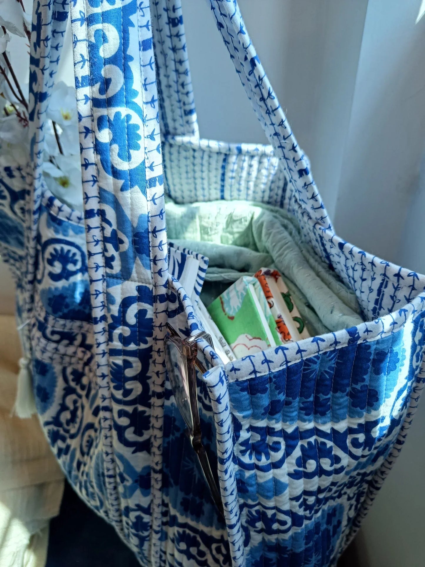 Moroccan Floral Design Cotton Tote Bag