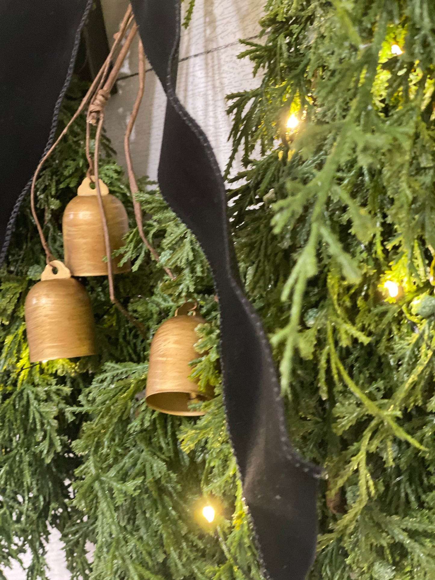 PreLit Cascading Juniper and Cedar Wreath with Bells