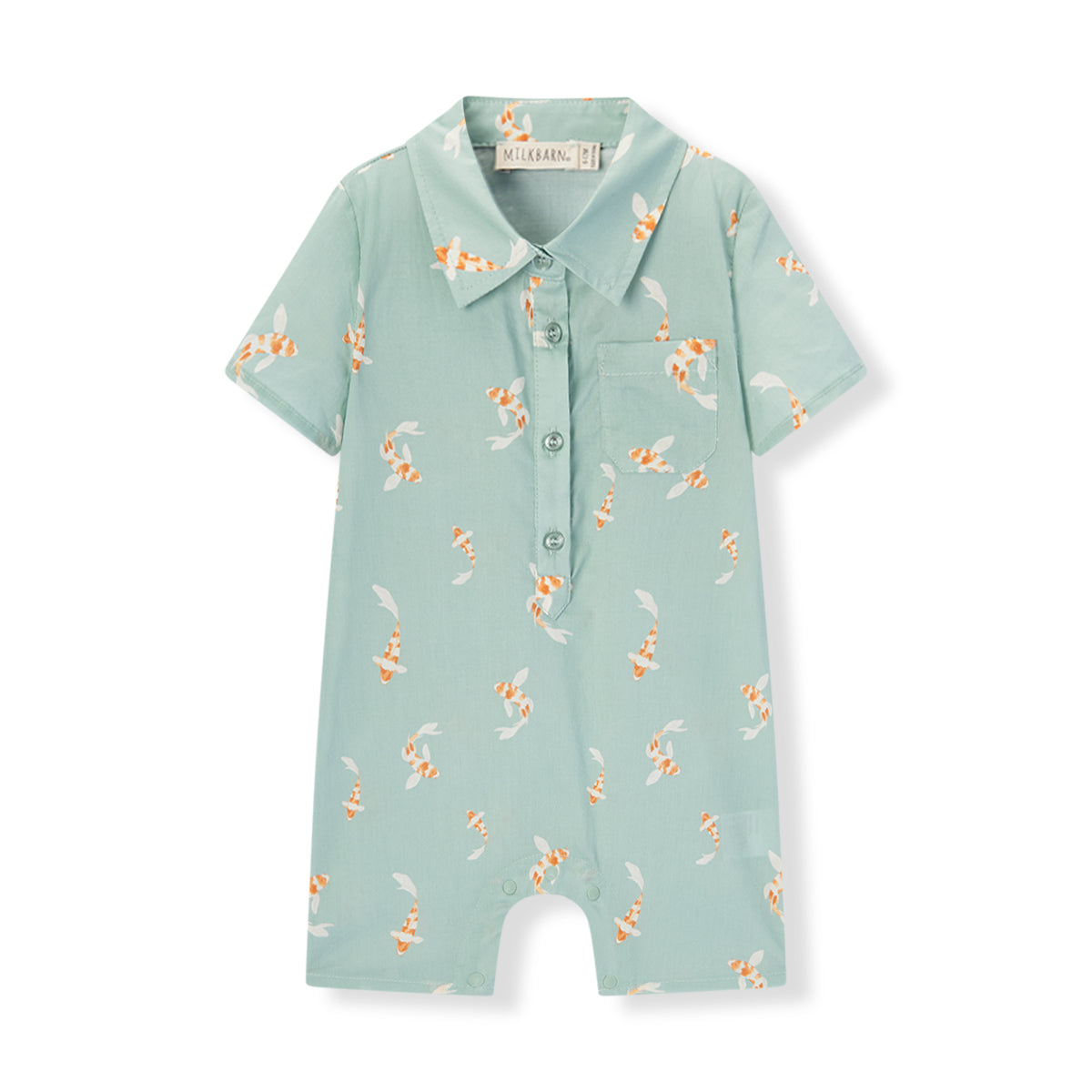 Swimming Koi Collared Shortall