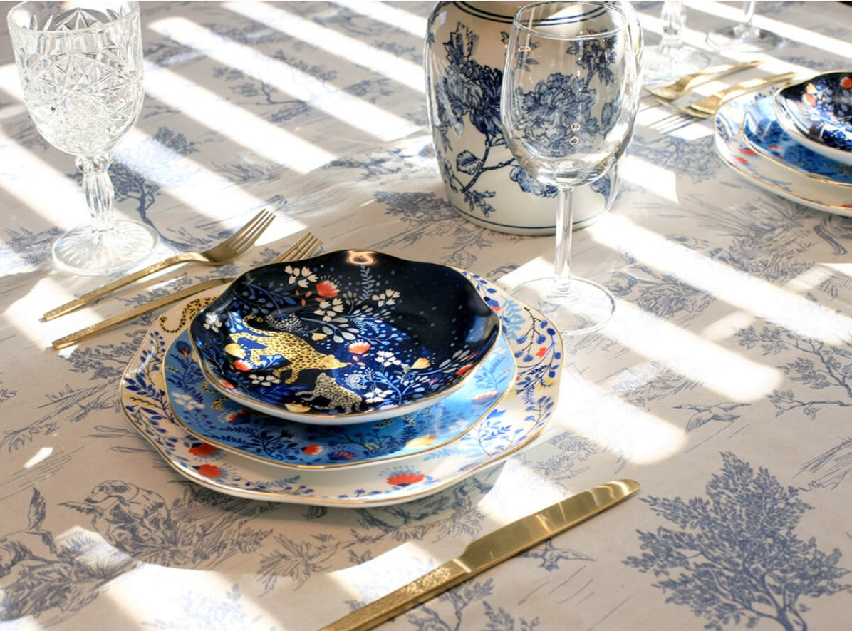 Amazon Rainforest Bone China Plates In Blue, Set Of Three