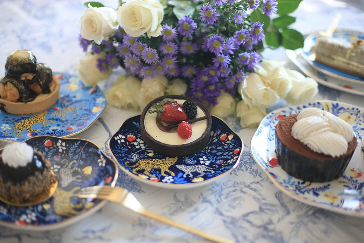 Amazon Rainforest Bone China Plates In Blue, Set Of Three