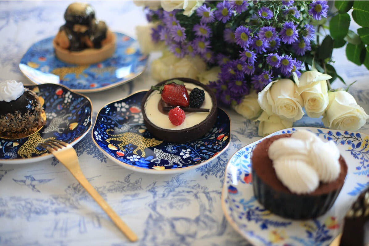 Amazon Rainforest Bone China Plates In Blue, Set Of Three