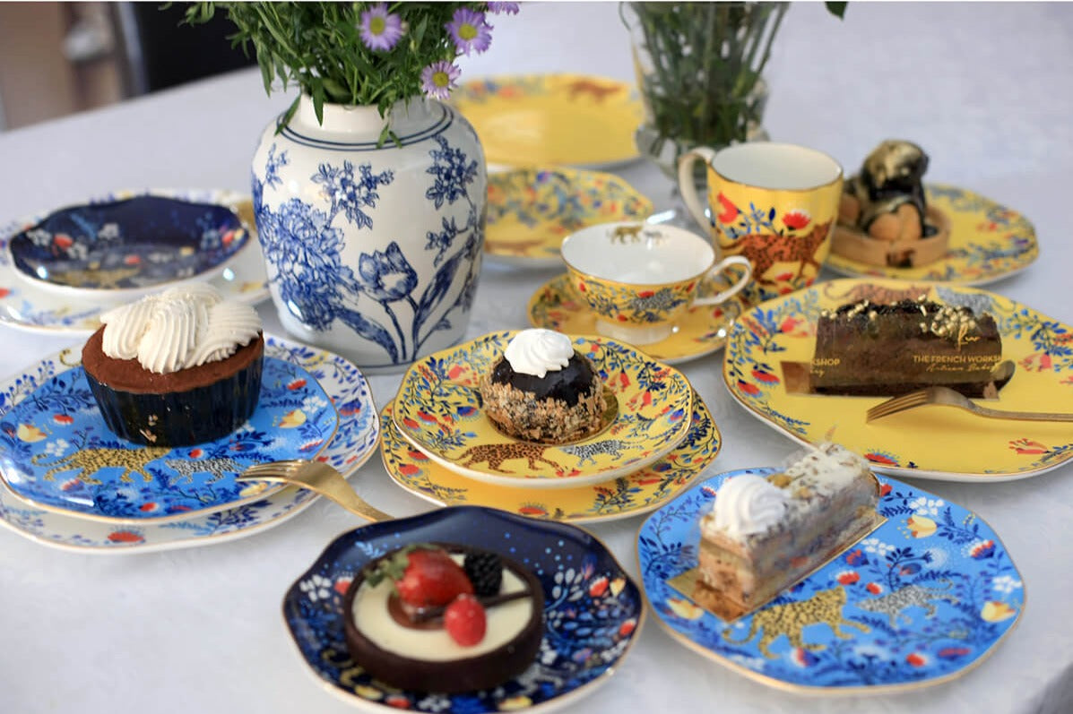 Amazon Rainforest Bone China Plates In Blue, Set Of Three