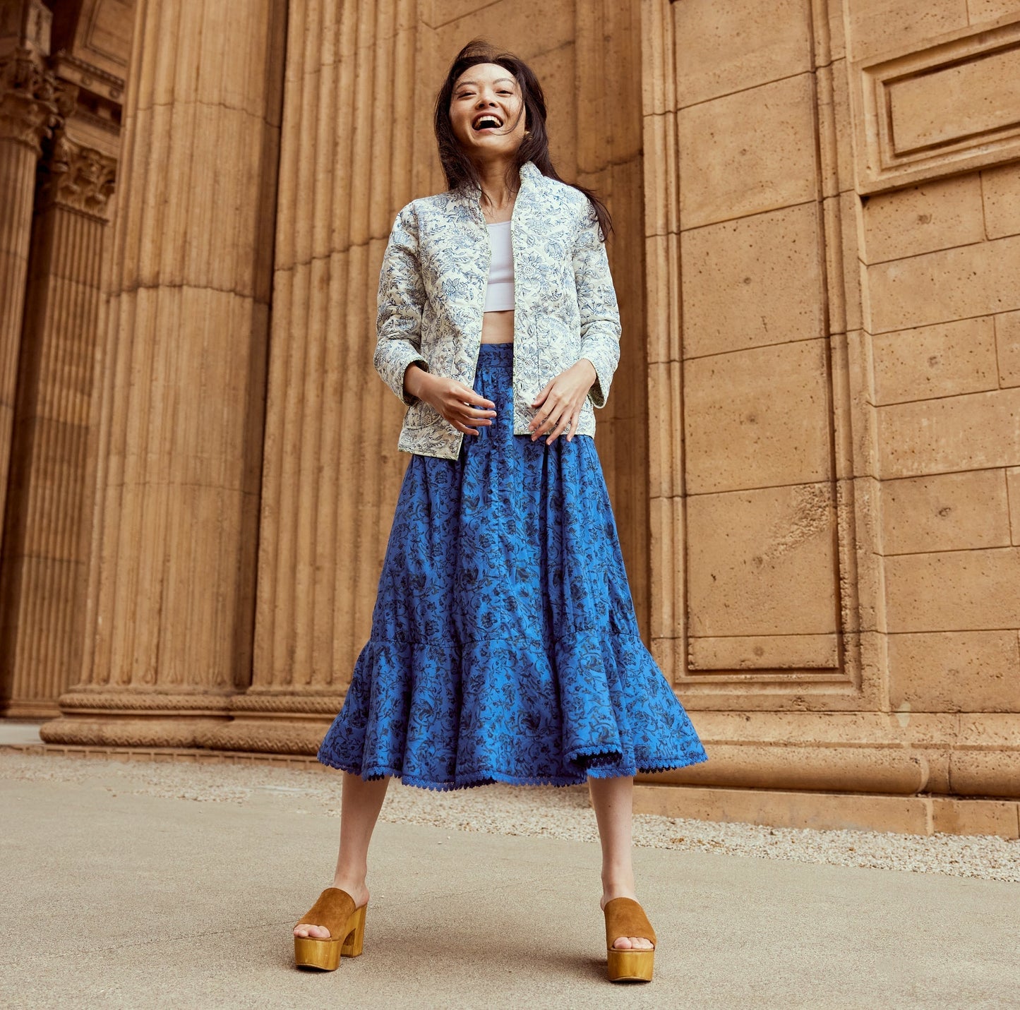 Nancy Reversible Quilted Jacket - Cream/Sage & Cream/Cobalt