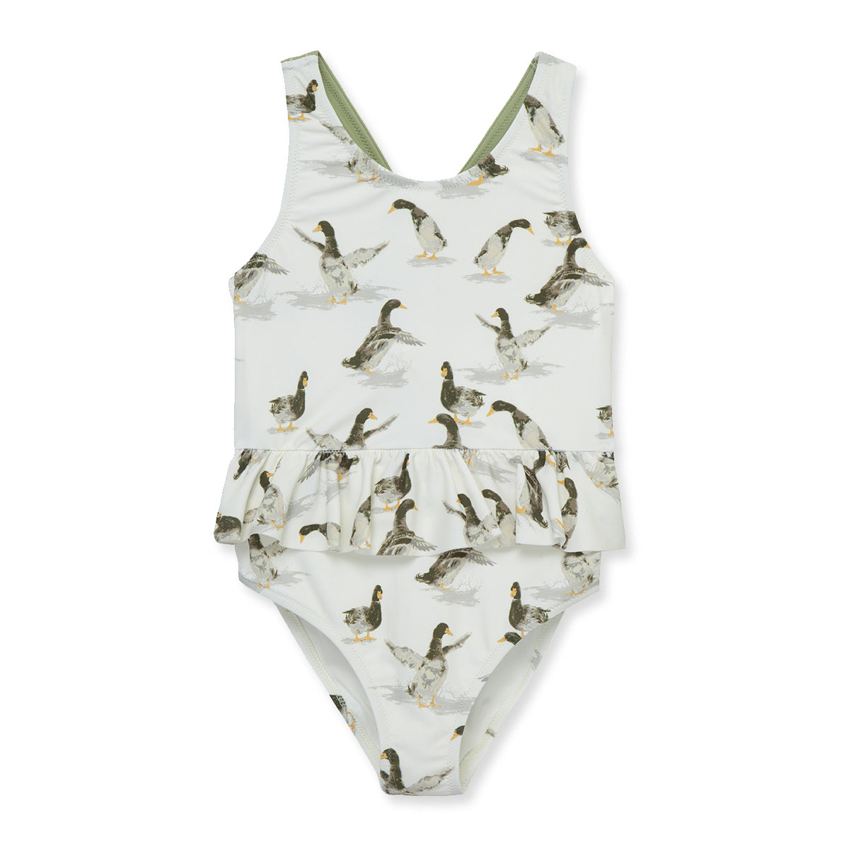 Duck Ruffle Waist Suspender Swimsuit