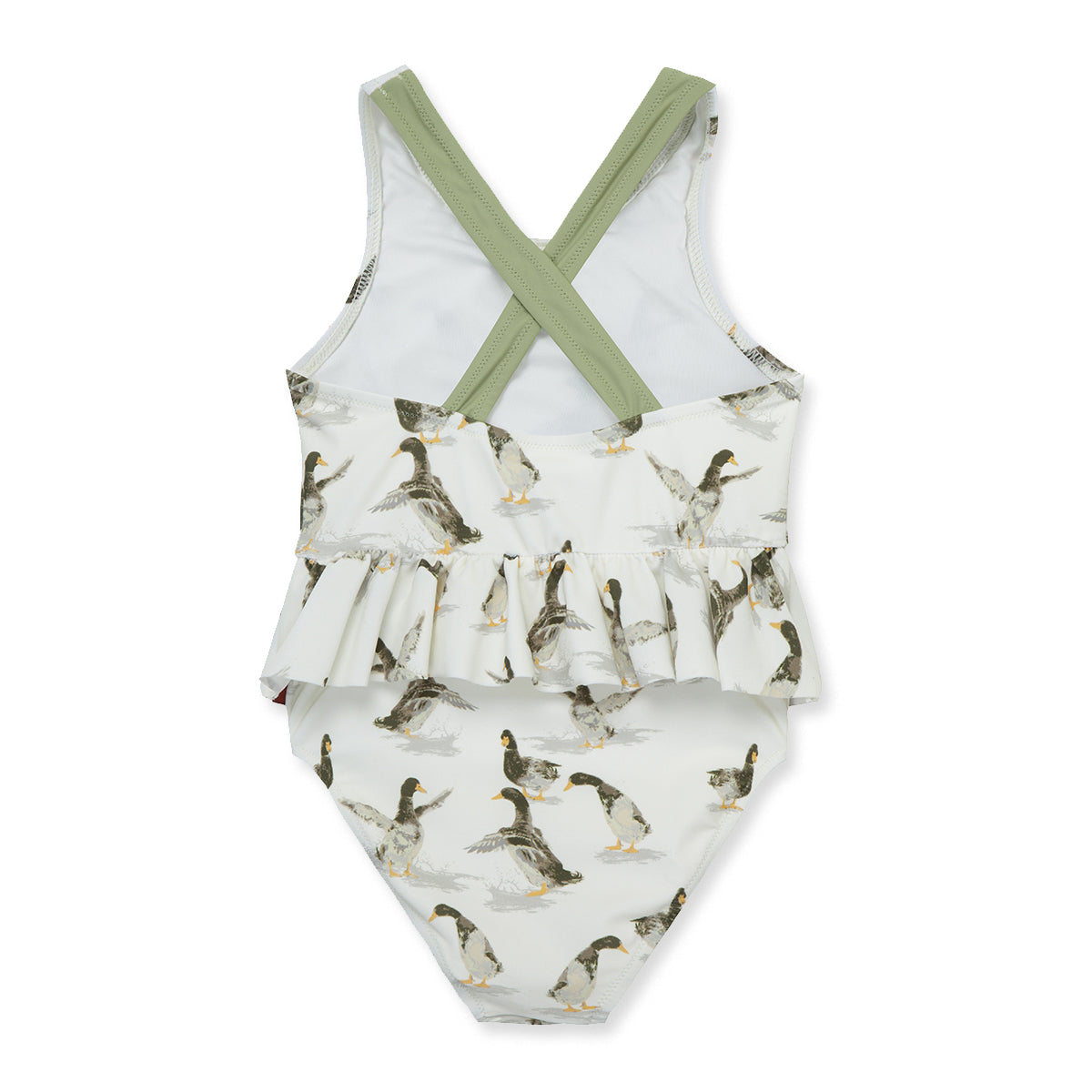 Duck Ruffle Waist Suspender Swimsuit