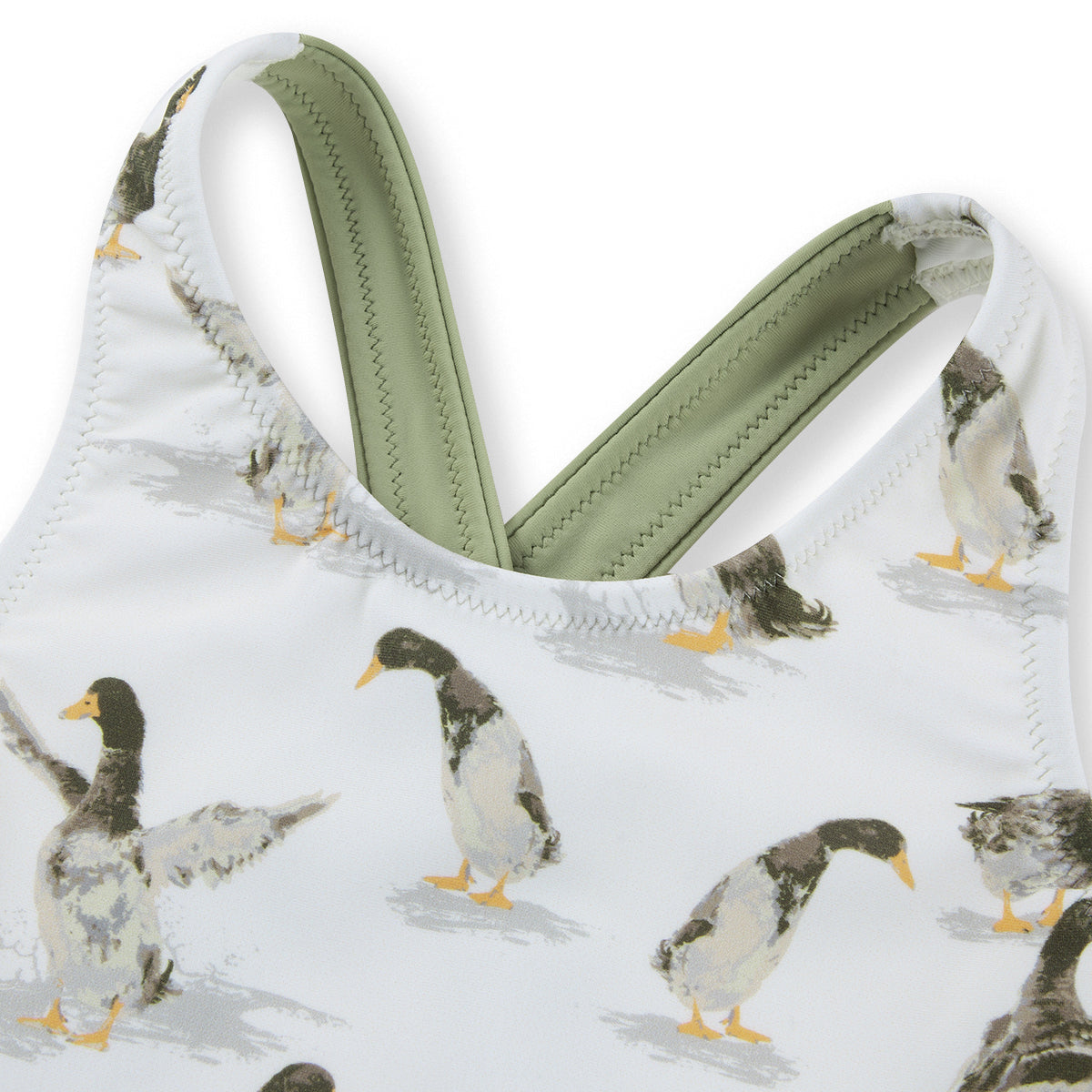 Duck Ruffle Waist Suspender Swimsuit