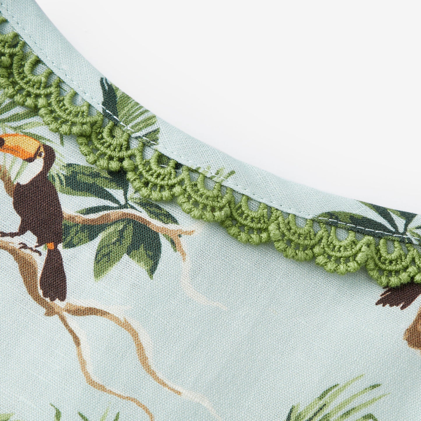Blue Sky Toucan Linen Tiered Dress