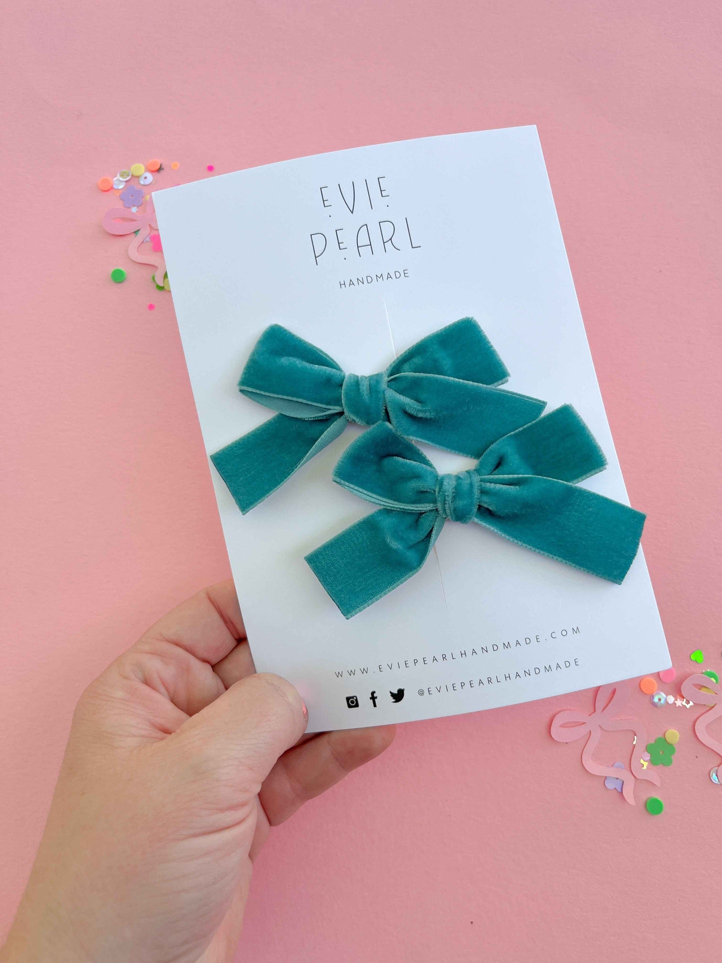 Tropical Punch Teal Velvet Classic Pigtails