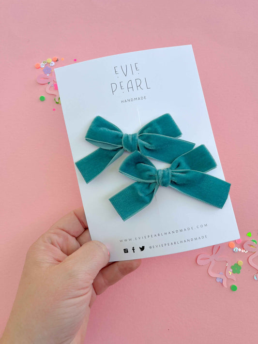 Tropical Punch Teal Velvet Classic Pigtails