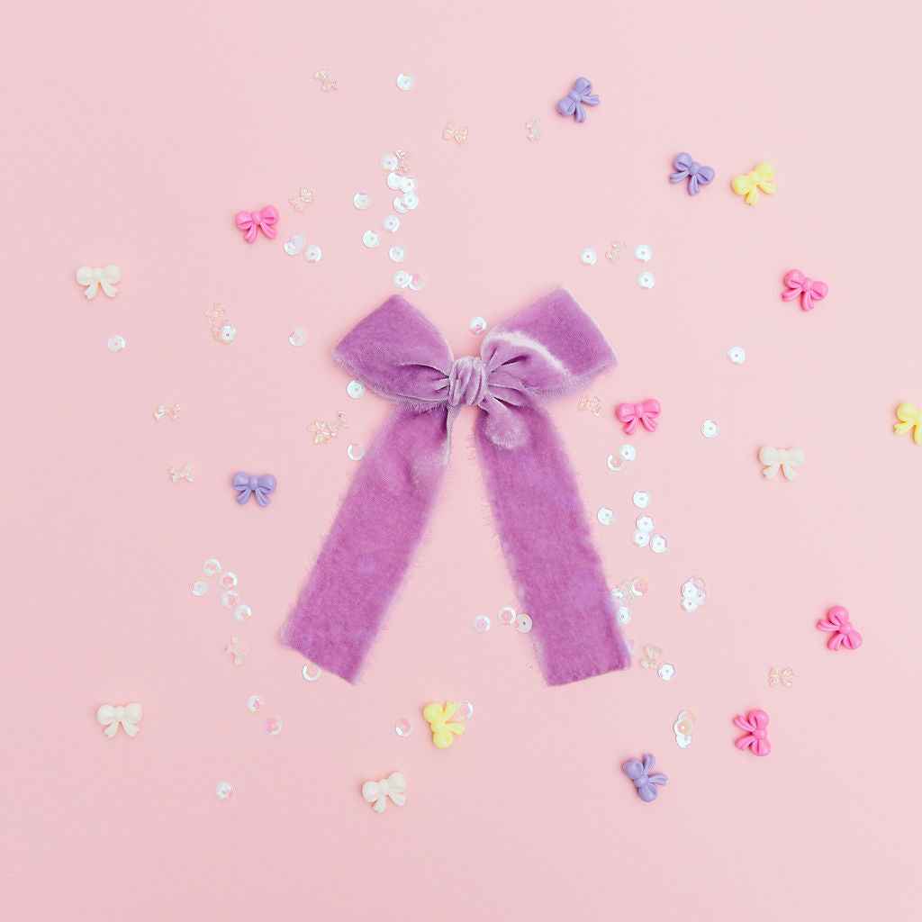 Lavender Silk Raw Edge Long Tailed Bow