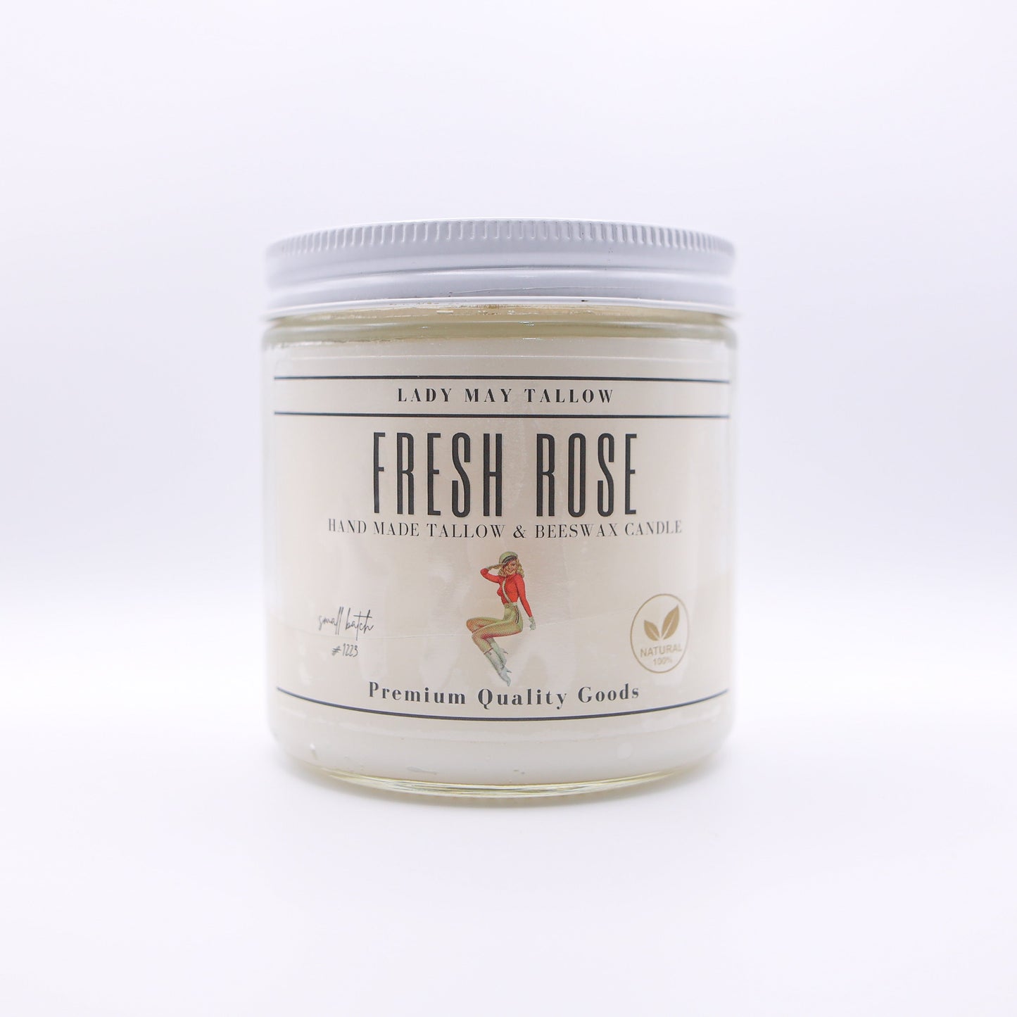 Rose-Scented Tallow & Beeswax Candle | Natural & Non-toxic Candle