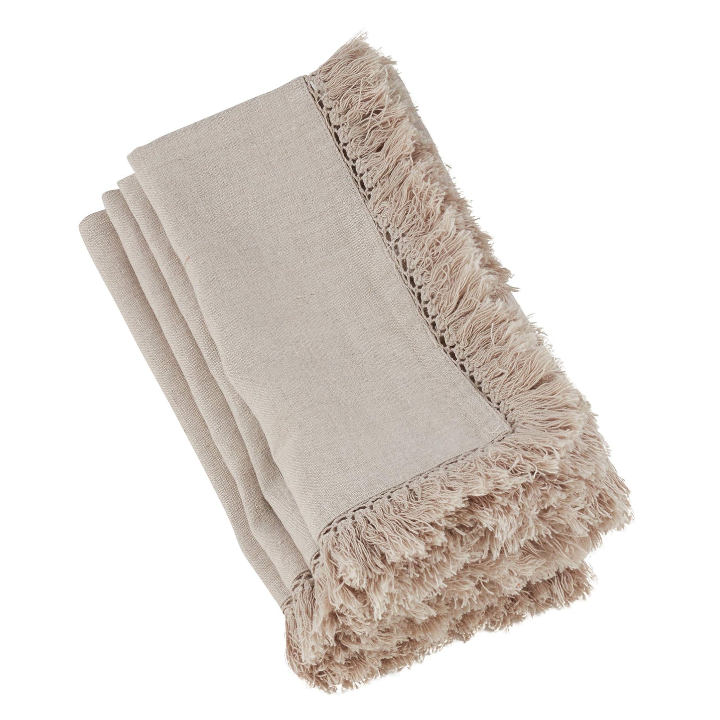 Fennco Styles Stonewashed Chic Large Fringed Linen 20-Inch Down Filled Throw Pillow