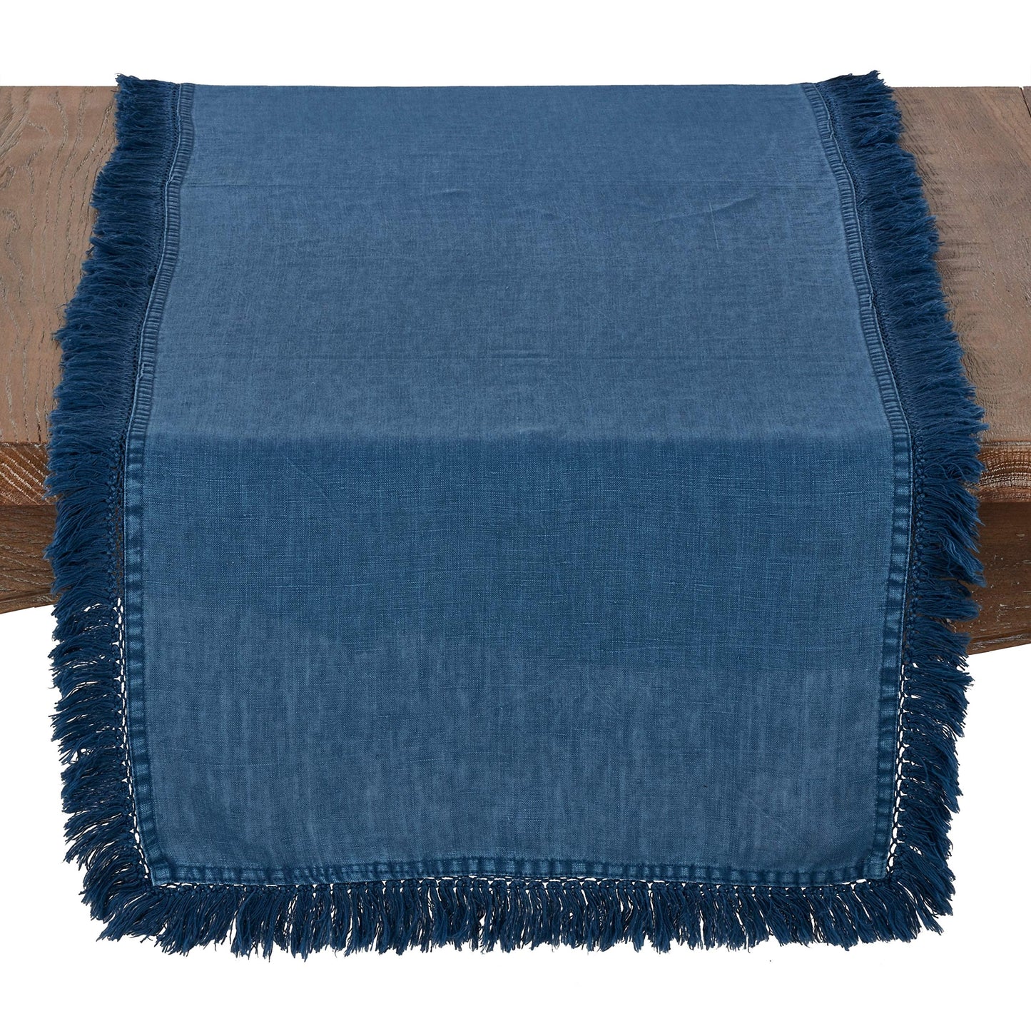 Fennco Styles Stonewashed Chic Large Fringed Linen 20-Inch Down Filled Throw Pillow