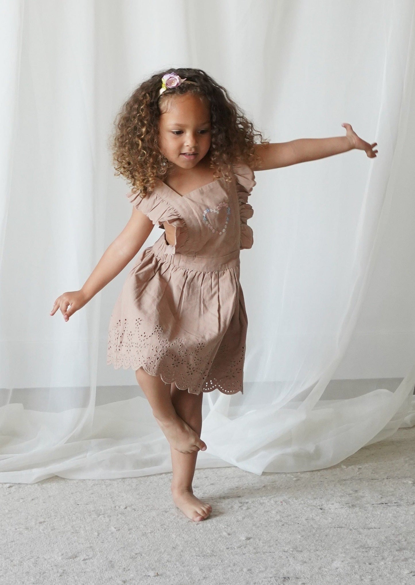 Baby Corduroy Cotton Anglaise Dress - Wistful Mauve