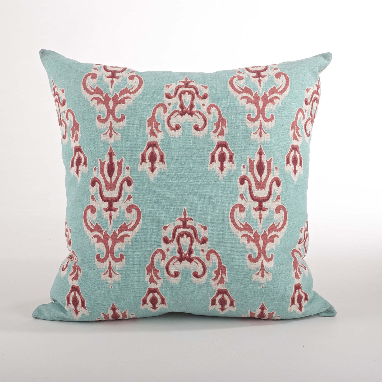 Fennco Styles Sardinia Collection Bohemian Ikat Linen Blend 20 x 20 Inch Throw Pillow with Case & Insert – Duck Egg Blue Home Decorative Pillow for Couch, Bedroom and Living Room Décor